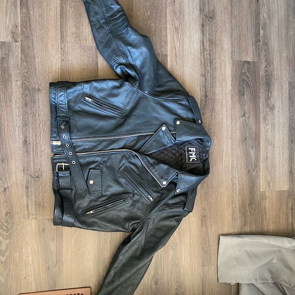 FMC LEATHER JACKET UNISEX JACKET VINTAGE - Picture 4 of 4